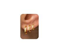 TINGN Boucles d'oreilles créoles en plaqué or 14 carats - Hypoallergéniques - Légères - Pour femme, petite amie, fille