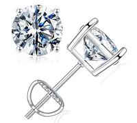 TINGN Boucles d'oreilles en argent 925-18 K plaqué or blanc/or moissanite VVS1 Pureté D Couleur Moissanite Boucles d'oreilles en argent 925 pour anniversaire, fête des mères, cadeaux d'anniversaire