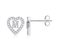 TINGN Boucles d'oreilles lettres - 14 carats plaqué or - Boucles d'oreilles cœur pour filles - Boucles d'oreilles pour femmes et enfants - Sans nickel - Avec zircone - Cadeaux pour filles et femmes