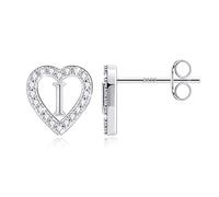 TINGN Boucles d'oreilles lettres - 14 carats plaqué or - Boucles d'oreilles en forme de cœur pour filles - Boucles d'oreilles pour femmes - Sans nickel - Avec zircone - Cadeaux pour filles et femmes