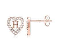 TINGN Boucles d'oreilles lettres - 14 carats plaqué or - Boucles d'oreilles en forme de cœur pour filles - Boucles d'oreilles pour femmes - Boucles d'oreilles sans nickel avec zircones - Cadeaux pour