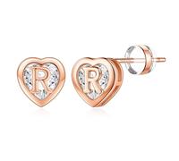 TINGN Boucles d'oreilles pour femme - Plaqué or 14 carats - Avec lettres - Hypoallergéniques - Avec zircone - Cadeau pour filles et femmes, Laiton Or jaune, Zircone cubique