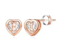 TINGN Boucles d'oreilles pour femme - Plaqué or 14 carats - Avec lettres - Hypoallergéniques - Avec zircone - Cadeau pour filles et femmes, Laiton Or jaune, Zircone cubique