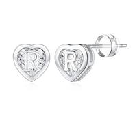 TINGN Boucles d'oreilles pour femme - Plaqué or 14 carats - Avec lettres - Hypoallergéniques - Avec zircone - Cadeau pour filles et femmes, Laiton Or jaune, Zircone cubique