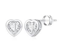 TINGN Boucles d'oreilles pour femme - Plaqué or 14 carats - Avec lettres - Hypoallergéniques - Avec zircone - Cadeau pour filles et femmes, Laiton Or jaune, Zircone cubique