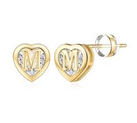 TINGN Boucles d'oreilles pour femme - Plaqué or 14 carats - Avec lettres - Hypoallergéniques - Avec zircone - Cadeau pour filles et femmes, Laiton Or jaune, Zircone cubique
