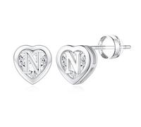 TINGN Boucles d'oreilles pour femme - Plaqué or 14 carats - Avec lettres - Hypoallergéniques - Avec zircone - Cadeau pour filles et femmes, Laiton Or jaune, Zircone cubique