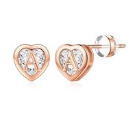 TINGN Boucles d'oreilles pour femme - Plaqué or 14 carats - Avec lettres - Hypoallergéniques - Avec zircone - Cadeau pour filles et femmes, Laiton Or jaune, Zircone cubique