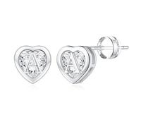 TINGN Boucles d'oreilles pour femme - Plaqué or 14 carats - Avec lettres - Hypoallergéniques - Avec zircone - Cadeau pour filles et femmes, Laiton Or jaune, Zircone cubique