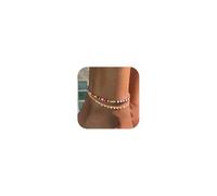 TINGN Bracelet de cheville pour femme - Fabriqué à la main - Style bohème coloré - Bracelet de cheville réglable - Double chaîne de cheville - Accessoires pour femmes et adolescentes - Cadeau, 8.5