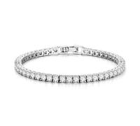 TINGN Bracelet de tennis en argent et or pour femme - Plaqué or 14 carats - Élégant bracelet en zircone cubique - 3 mm - Rond - Cadeau de Saint-Valentin pour femme et fille, 19 cm, Cuivre