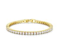 TINGN Bracelet de tennis en argent et or pour femme - Plaqué or 14 carats - Élégant classique - 3 mm - Rond - Cadeau pour femme, 19 cm, Cuivre