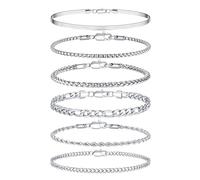 TINGN Bracelet en argent pour homme en acier inoxydable 316L - Bracelet cubain - Chaîne Figaro - Cadeau pour homme - Père ami mari, Acier inoxydable
