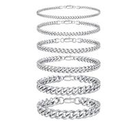 TINGN Bracelet en argent pour homme en acier inoxydable 316L - Bracelet cubain - Chaîne Figaro - Cadeau pour homme - Père ami mari, Acier inoxydable