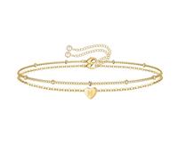 TINGN Bracelet en Or et Argent avec Cœur pour Femme, Bracelet en Or 14K/Or Blanc Plaqué Lettres pour Fille, Bracelets en Cœur Bijoux pour Femme, Cadeau d'Anniversaire, Cadeau d'Anniversaire de Mariage