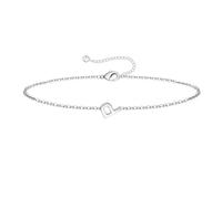 TINGN Bracelet en or et argent pour filles et femmes, plaqué or blanc 18 carats, bracelet fin avec lettres, personnalisable, cadeau d'anniversaire pour femmes et filles, 20 Zentimeter