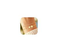 TINGN Bracelet en or pour femme avec croix - Bracelet avec lettres A-Z Jésus - Cadeau d'anniversaire personnalisé pour femme et fille - Cadeau d'anniversaire pour femme, Laiton
