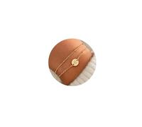 TINGN Bracelet en Or pour Femme - Plaqué Or 16 Carats Bracelet avec Lettre E pour Femme | Bracelet Femme Personnalisé | Double Or Bracelet pour Femme | Cadeau Anniversaire Femme | Bijoux Femme Filles