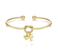 TINGN Bracelet pour femme doré - Cadeaux de Saint-Valentin - Bracelet en forme de cœur avec lettres de A à Z - Bracelet nœud d'amour - Cadeau personnalisé pour femme fille petite amie - Cadeau de
