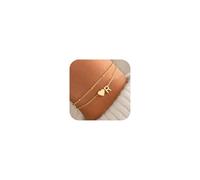 TINGN Bracelets avec initiales en forme de cœur en or pour femme, plaqué or 14 carats véritable, bracelet délicat à couches avec initiales de A à Z, bracelets fins, bijoux pour mariées, cadeaux d