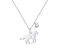 TINGN Cadeau de chevaux pour filles et femmes - En acier inoxydable - Cadeau pour chevaux - Chaîne avec pendentif en forme de cœur - Chaîne avec pendentif en forme de lettre - Bijoux pour filles et