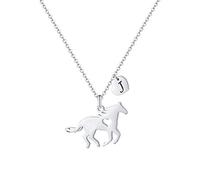 TINGN Cadeau de chevaux pour filles et femmes - En acier inoxydable - Cadeau pour chevaux - Chaîne avec pendentif en forme de cœur - Chaîne avec pendentif en forme de lettre - Bijoux pour filles et
