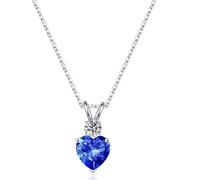 TINGN Cadeau de Saint-Valentin pour femme, cadeau de couple, chaîne de pierre de naissance pour femme, collier en argent, collier pour femme, bijou pour femme, chaîne en forme de cœur, bijou pour
