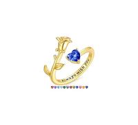 TINGN Cadeau de Saint-Valentin pour filles et femmes, bague réglable en plaqué or 14 carats avec pierre de naissance délicate en forme de cœur, bijou anti-ternissement, cadeau d'anniversaire pour