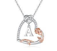 TINGN Cadeau pour femme - Collier en argent sterling 925 avec initiale en forme de cœur pour la fête des mères, un anniversaire de mariage, Noël, la Saint-Valentin, un anniversaire, pour femme, épouse