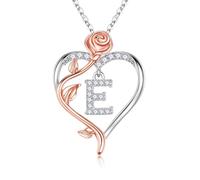 TINGN Cadeau pour femme - Collier en argent sterling 925 avec initiale en forme de cœur pour la fête des mères, un anniversaire de mariage, Noël, la Saint-Valentin, un anniversaire, pour femme, épouse