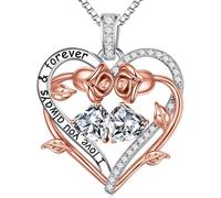 TINGN Cadeau pour femme - Pendentif en forme de cœur en argent sterling 925 - Pierre de naissance - Collier pour femme - Saint Valentin, fête des mères, Noël, anniversaire - Cadeau pour maman, épouse