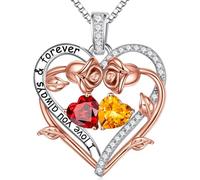 TINGN Cadeau pour femme - Pendentif en forme de cœur en argent sterling 925 - Pierre de naissance - Collier pour femme - Saint Valentin, fête des mères, Noël, anniversaire - Cadeau pour maman, épouse