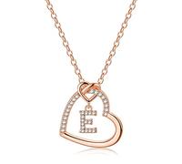 TINGN Chaîne avec lettres pour femme et fille - Plaqué or 14 carats - Chaîne avec pendentif en forme de cœur - Chaîne avec lettres en forme de cœur - Cadeau pour femme et fille, 18"+2", Laiton