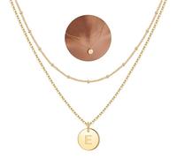 TINGN Chaîne avec lettres pour femme et fille - Plaqué or 14 carats - Double face - Chaîne gravée - Cadeau pour femme et adolescente, 14"+2"/16"+2", Or, Pas de pierre précieuse