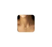 TINGN Chaîne Croix en Or 14k pour Femmes, Collier Ras du Cou, Bijou Fantaisie, Cadeau pour Femmes