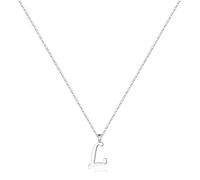 TINGN Chaîne en argent avec lettres de l'alphabet pour femme et fille - Hypoallergénique - En argent 925 - Avec pendentif en forme de lettre de A à Z - Cadeau pour femme et fille, Argent sterling