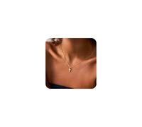 TINGN Chaîne en forme de croix pour femme - Plaqué or 14 carats - Collier ras du cou élégant pour femme - Bijou christianisme - Bijou fantaisie de qualité supérieure, Cuivre