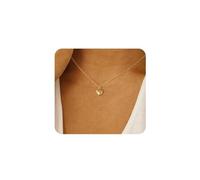 TINGN Chaîne en forme de cœur pour femme - Plaqué or 14 carats - Collier ras du cou élégant - Collier tendance en forme de cœur pour femmes et filles, Cuivre