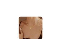 TINGN Chaîne en forme de cœur pour femme - Plaqué or 14 carats - Collier ras du cou élégant - Collier tendance en forme de cœur pour femmes et filles, Cuivre
