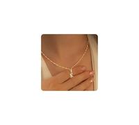 TINGN Chaîne en or avec lettres pour femmes et filles - Chaîne gourmette torsadée en or 14 carats - Lettres de A à Z - Chaîne en or - Collier nominatif - Bijoux pour femmes et filles - Cadeaux