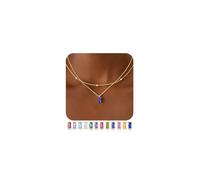 TINGN Chaîne en or plaqué or 14 carats avec pendentif rectangulaire en pierre de naissance - 12 mois - Cadeau d'anniversaire pour femmes et filles - Bijoux d'anniversaire de mariage, Cuivre