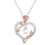 TINGN Chaîne pour femme avec lettres de A à Z - Collier pour femme en acier inoxydable argenté - Chaîne avec pendentif pour petite amie, cadeaux pour femme, cadeau d'anniversaire, Laiton