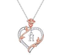 TINGN Chaîne pour femme avec lettres de A à Z - Collier pour femme en acier inoxydable argenté - Chaîne avec pendentif pour petite amie, cadeaux pour femme, cadeau d'anniversaire, Laiton