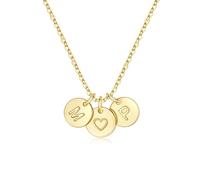 TINGN Chaîne pour femme - Plaqué or 14 carats - Double chaîne avec lettres de A à Z - Monogramme - Cadeau personnalisé pour femme, maman, petite amie, fille, Laiton