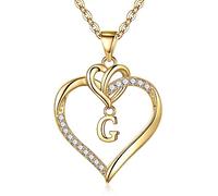 TINGN Collier avec Lettre de Cœur pour Femme, Collier Initial Plaqué Or 14 Carats avec Lettre G Collier Personnalisé pour Femme Cadeaux D'anniversaire et de Noël pour Femmes Filles Bijoux Femme Fille