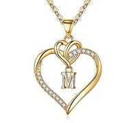 TINGN Collier avec Lettre de Cœur pour Femme, Collier Initial Plaqué Or 14 Carats avec Lettre M Collier Personnalisé pour Femme Cadeaux D'anniversaire et de Noël pour Femmes Filles Bijoux Femme Fille