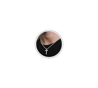 TINGN Collier avec pendentif en forme de croix en acier inoxydable pour homme et garçon, chaîne argentée avec croix chrétienne, confirmation, baptême, chaîne avec bijoux de 40,6 à 61 cm