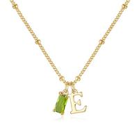 TINGN Collier avec pierre de naissance initiale pour femmes et filles - Plaqué or 14 carats - Collier avec pendentif initiale A-Z de 12 mois pour femme - Cadeau d'anniversaire personnalisé pour femme
