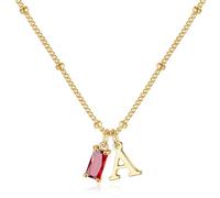 TINGN Collier avec pierre de naissance initiale pour femmes et filles - Plaqué or 14 carats - Collier avec pendentif initiale A-Z de 12 mois pour femme - Cadeau d'anniversaire personnalisé pour femme