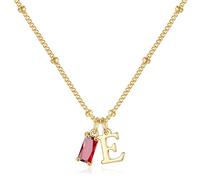 TINGN Collier avec pierre de naissance initiale pour femmes et filles - Plaqué or 14 carats - Collier avec pendentif initiale A-Z de 12 mois pour femme - Cadeau d'anniversaire personnalisé pour femme